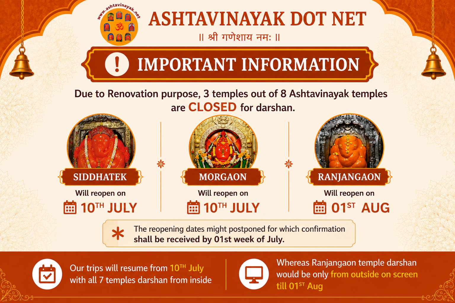 Temple Renovation Notice